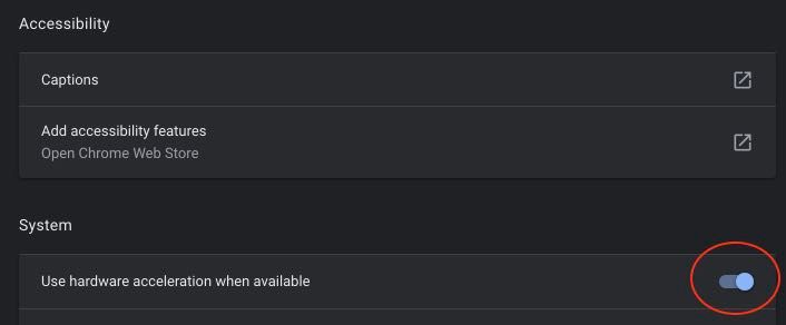 System -> Use hardware acceleration when available